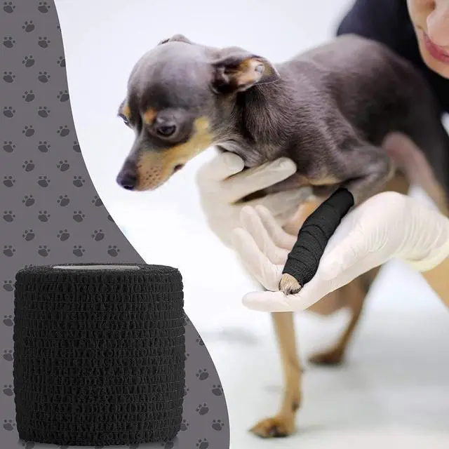 Alt view image 4 of 7 - Vet Wrap - (Pack of 6-2 inch x 5 Yard Rolls) Self Adherent Wrap Cohesive Compression Bandage and Medical Gauze Bandage Roll Tape for Dogs, Cats, Horses, Black