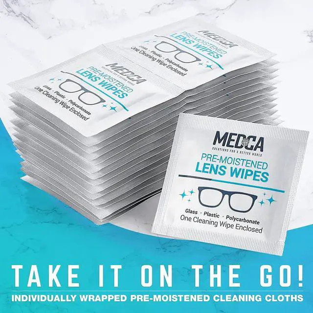 Alt view image 2 of 7 - Premoistened Lens and Glass Cleaning Wipes - Portable Travel Cleaner for Glasses, Camera, Cell Phone, Smartphone, and Tablet - Disposable, Quick Drying, Streak Free - Individually Wrapped, Pack of 100