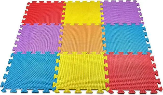 Alt view image 2 of 6 - CREATIVE TIME Floor Mat 10-tile Multi-Color Exercise Mat Solid Foam EVA Playmat Kids Safety