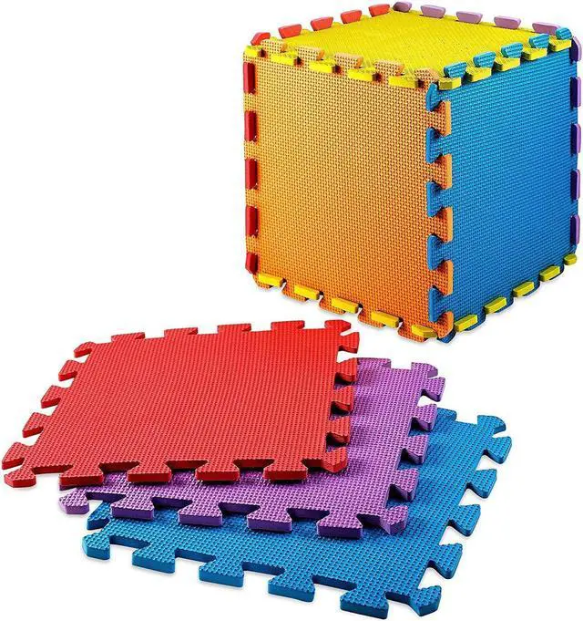Alt view image 4 of 6 - CREATIVE TIME Floor Mat 10-tile Multi-Color Exercise Mat Solid Foam EVA Playmat Kids Safety