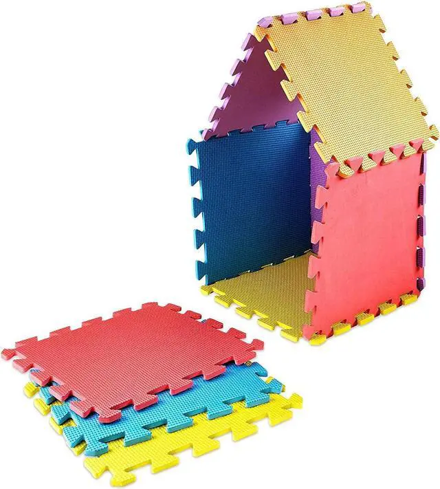 Alt view image 5 of 6 - CREATIVE TIME Floor Mat 10-tile Multi-Color Exercise Mat Solid Foam EVA Playmat Kids Safety