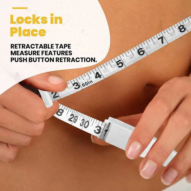 Alt view image 4 of 7 - Body Tape Measure and Skinfold Caliper for Body - 4 Piece Set - Skin Fold Body Fat Analyzer and BMI Measurement Tool, White