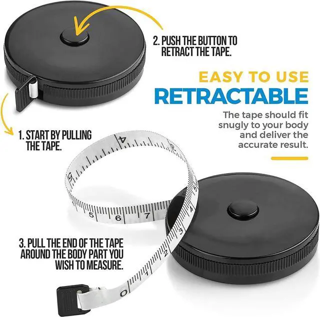 Alt view image 7 of 7 - Tape Measure for Body Measuring Tape, (Pack of 2) Dual Sided Inch and CM, Portable, Retractable Soft Ruler Tool for Measurements Body Fat, Fitness Sewing Tailor Fabric and Accurate Body Fat Calculator