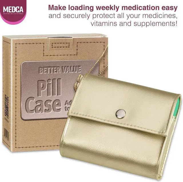 Alt view image 6 of 7 - Weekly Travel Pill Organizer - (Set of 2) Medication Wallet Pill Box Reminders, Pill Container Dispenser Case, Vitamin Caddy Organizer, for 4 Times A Day, 7 Days a Week