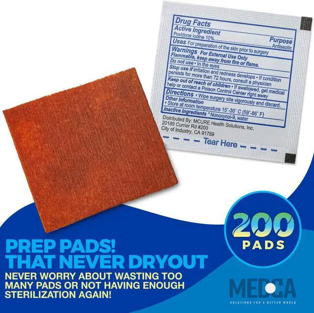 Alt view image 4 of 7 - Iodine Prep Pads - (Box of 200 Count) Iodine Prep Solution Pads, 10% Povidone Iodine Swabs for Individual Disinfecting Wipes, Disposable Cotton Antiseptic Surgical Pad for Wound Care, and First Aid