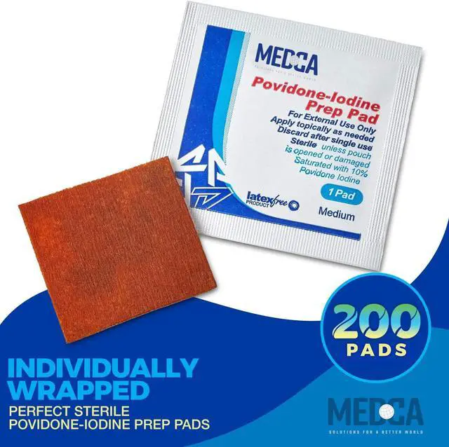 Alt view image 5 of 7 - Iodine Prep Pads - (Box of 200 Count) Iodine Prep Solution Pads, 10% Povidone Iodine Swabs for Individual Disinfecting Wipes, Disposable Cotton Antiseptic Surgical Pad for Wound Care, and First Aid
