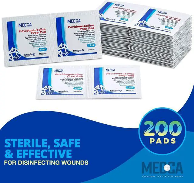 Alt view image 6 of 7 - Iodine Prep Pads - (Box of 200 Count) Iodine Prep Solution Pads, 10% Povidone Iodine Swabs for Individual Disinfecting Wipes, Disposable Cotton Antiseptic Surgical Pad for Wound Care, and First Aid