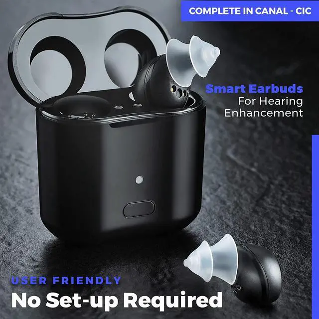 Alt view image 2 of 7 - Hearing Amplifier Rechargeable to Aid and Assist Adults and Seniors Hearing, 24 Hours Battery life Wireless Sound Amplifier with Portable Charging Case, Gain up to 38db