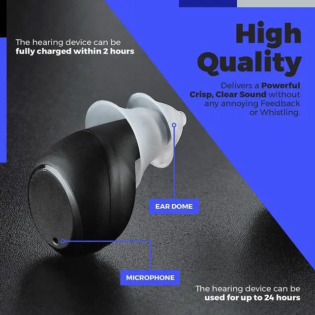Alt view image 5 of 7 - Hearing Amplifier Rechargeable to Aid and Assist Adults and Seniors Hearing, 24 Hours Battery life Wireless Sound Amplifier with Portable Charging Case, Gain up to 38db