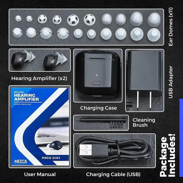 Alt view image 7 of 7 - Hearing Amplifier Rechargeable to Aid and Assist Adults and Seniors Hearing, 24 Hours Battery life Wireless Sound Amplifier with Portable Charging Case, Gain up to 38db