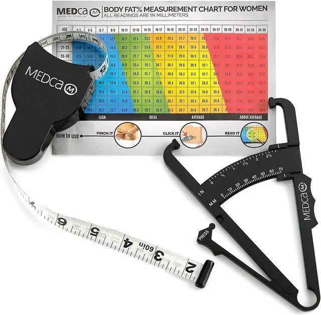 Alt view image 6 of 7 - Body Fat Caliper and Measuring Tape for Body - Skin Fold Body Fat Analyzer and BMI Measurement Tool by MEDca