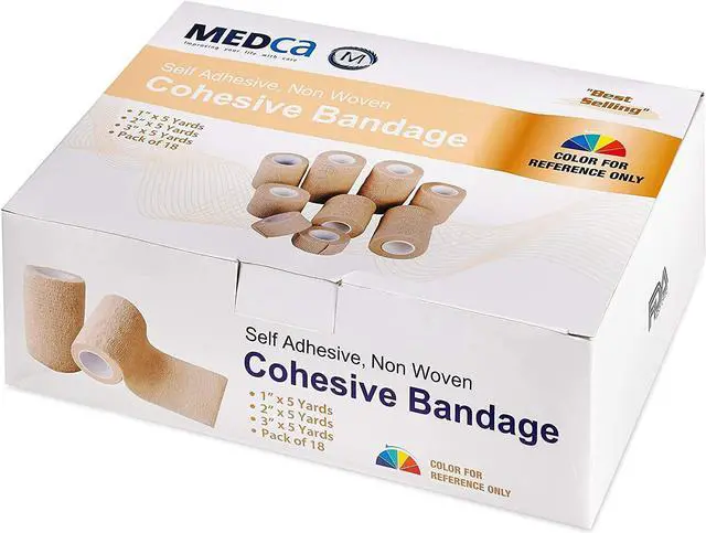 Main image of Tape Wrap, Self Adherent Rap Tape, Adhering Stick Bandage, Self Grip Roll 1 Inche 2 Inch and 3 inch X 5 YARDS 6 of Each Size Total of 18 Rolls "Skin Color"