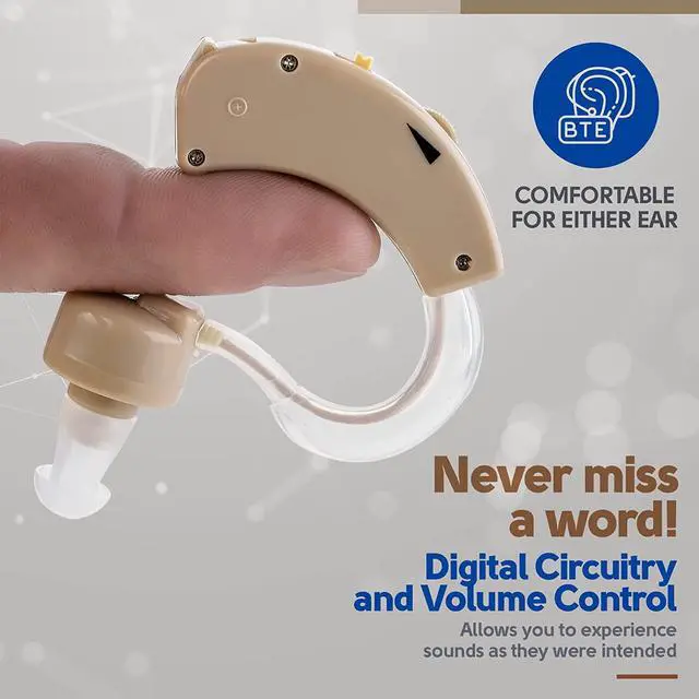 Alt view image 7 of 7 - BTE Behind the Ear Sound Amplifier Super Mini Size Sound Enhancer (Single Pack)
