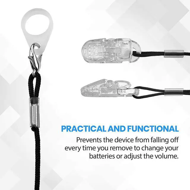 Alt view image 5 of 7 - Hearing Aid Clip - Protective Holder with Anti Lost Lanyard Cord - Rope with Loops and Clip and Security Clip Ideal for Behind the Ear Hearing Aids and Personal Sound Amplifiers