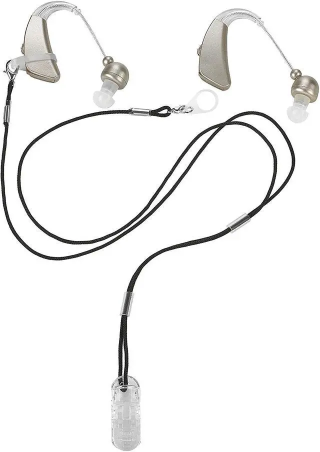 Main image of Hearing Aid Clip - Protective Holder with Anti Lost Lanyard Cord - Rope with Loops and Clip and Security Clip Ideal for Behind the Ear Hearing Aids and Personal Sound Amplifiers
