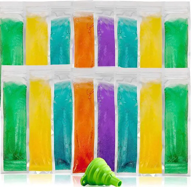 Main image of Popsicle Bags with Funnel - 125 Pcs Disposable Otter Freeze Pop Molds, Zip Sealed Popsicle Pouches Bags for DIY Frozen Treats Smoothies Ice Pops - Create Healthy Homemade Snacks for Kids and Adults