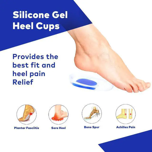 Alt view image 3 of 7 - MEDCA Silicone Gel Heel Cushion Pads, Cups - Shoe Inserts for Plantar Fasciitis, Prevents Sore Heel, Bone Spur & Achilles Pain Relief for Women, US Shoe Size 4.5-8