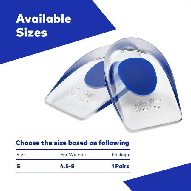 Alt view image 5 of 7 - MEDCA Silicone Gel Heel Cushion Pads, Cups - Shoe Inserts for Plantar Fasciitis, Prevents Sore Heel, Bone Spur & Achilles Pain Relief for Women, US Shoe Size 4.5-8