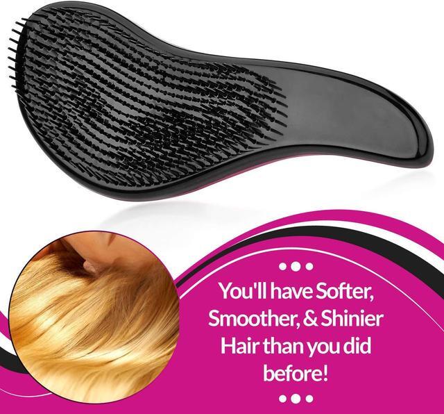 Alt view image 7 of 7 - Detangling Brush - (2 Black & 2 Pink Hair Detangler Brushes) Pain-Free Hair Brush Straightener that Removes Tangles and Knots Straightening Hair Shiny and Smooth
