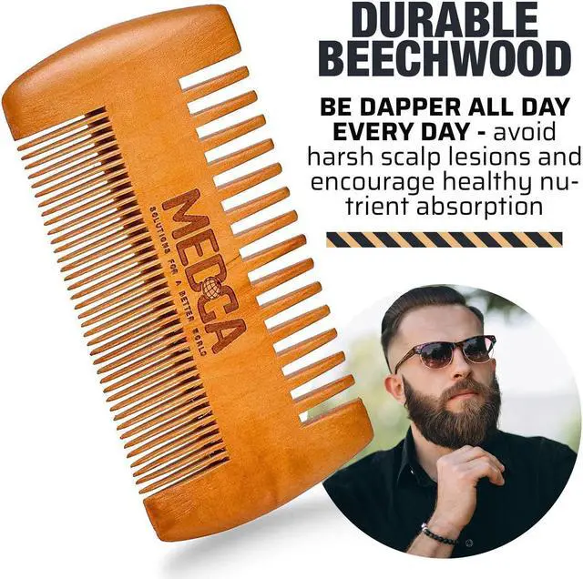 Alt view image 6 of 7 - Wooden Beard and Comb Set for Men - Perfect for Beards Head Hair and Mustaches Men's Grooming Kit for Styling, Applying Beard Oils and Balms for Better Hair Care Growth and Impressive Hair Health