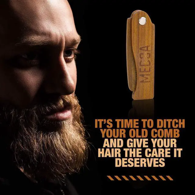 Alt view image 7 of 7 - Folding Wooden Comb - 2-Pack, Solid Sandalwood Construction - Fine Tooth Pocket Sized Beard, Mustache, Head Hair Brush Combs for Men for All Hair Types - Travel, Styling & Detangler