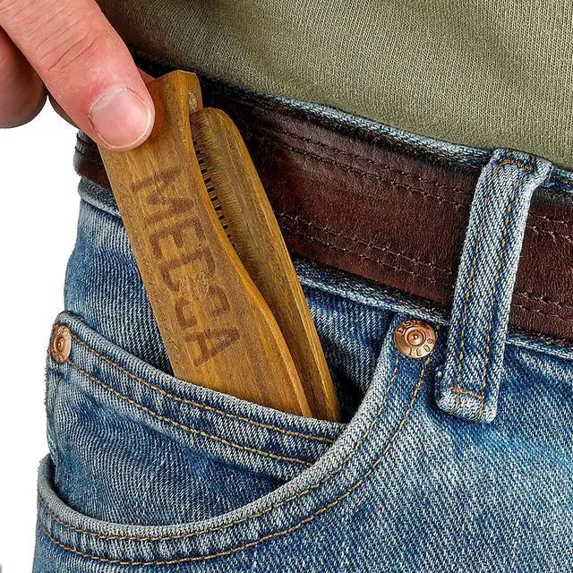 Alt view image 5 of 7 - Folding Wooden Comb - 2-Pack, Solid Sandalwood Construction - Fine Tooth Pocket Sized Beard, Mustache, Head Hair Brush Combs for Men for All Hair Types - Travel, Styling & Detangler