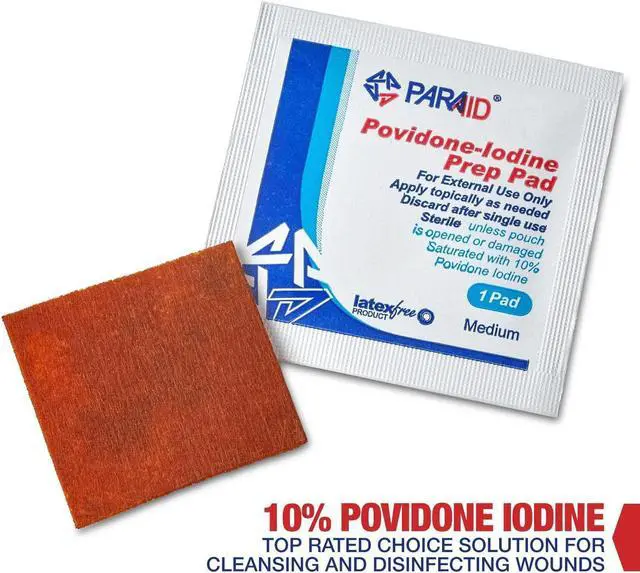 Alt view image 2 of 7 - Iodine Prep Pads - (Box of 100 Count) Iodine Prep Solution Pads, 10% Povidone Iodine Swabs for Individual Disinfecting Wipes, Disposable Cotton Antiseptic Surgical Pad for Wound Care, and First Aid