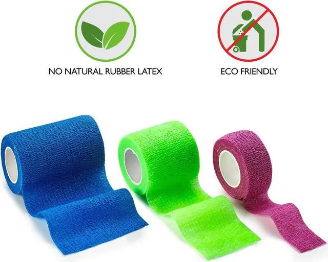 Alt view image 2 of 7 - MEDca Self Adhesive Non Woven Cohesive Bandage Combo Pack 1 Inch 2 Inch and 3 inch X 5 Yards 6 of Each Size Total of 18 Rolls 'Rainbow Color"