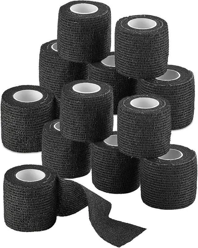Alt view image 7 of 7 - Vet Wrap - (Pack of 12-2 inch x 5 Yard Rolls) Self Adherent Wrap Cohesive Compression Bandage and Medical Gauze Bandage Roll Tape for Dogs, Cats, Horses, Black