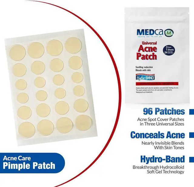Alt view image 3 of 6 - Acne Absorbing Covers - Hydrocolloid Acne Care Bandages (96 Count) 3 Universal Patch Sizes, Acne Blemish Treatment for Face & Skin Spot Pore Patch Conceals, Reduce Pimples Blackheads, Package May Vary