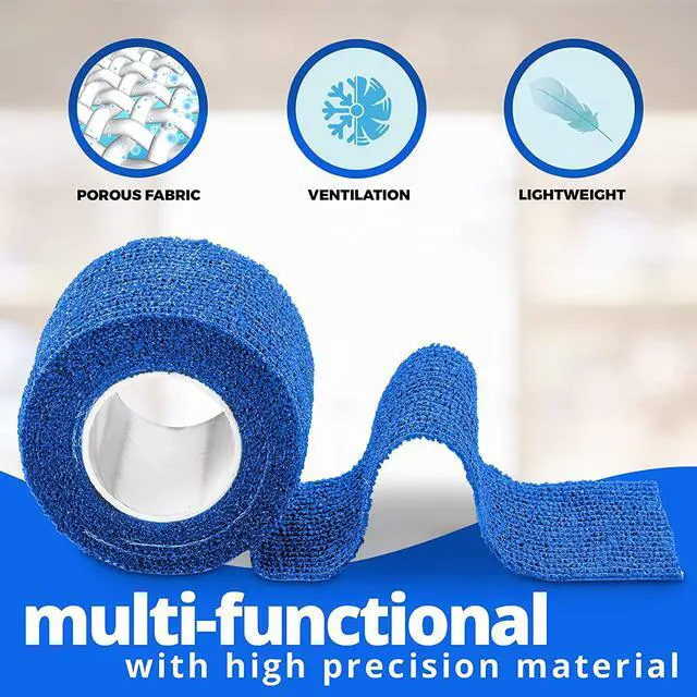 Alt view image 4 of 7 - 6 Pack, Self Adherent Cohesive Tape - 2 x 5 Yards, Self Adhesive Bandage Rolls & Sports Athletic Wrap for Ankle, Wrist, Knee Sprains and Swelling, Vet Wraps in Blue Color