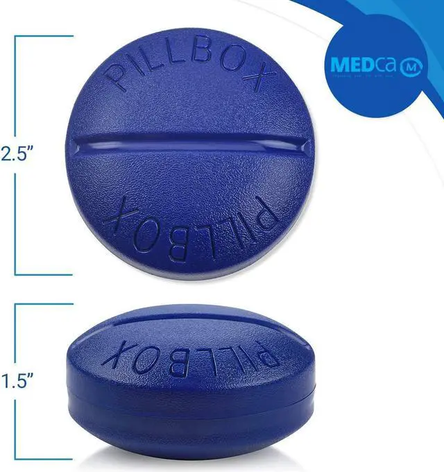 Alt view image 5 of 7 - Small Pill Boxes - Pack of 2 - Mini Compact Round Portable 4 Compartment Travel Pills Case Organizer, Vitamin and Medication Dispenser Holder for Up to 4 Times a Day, BPA Free Pill Reminder