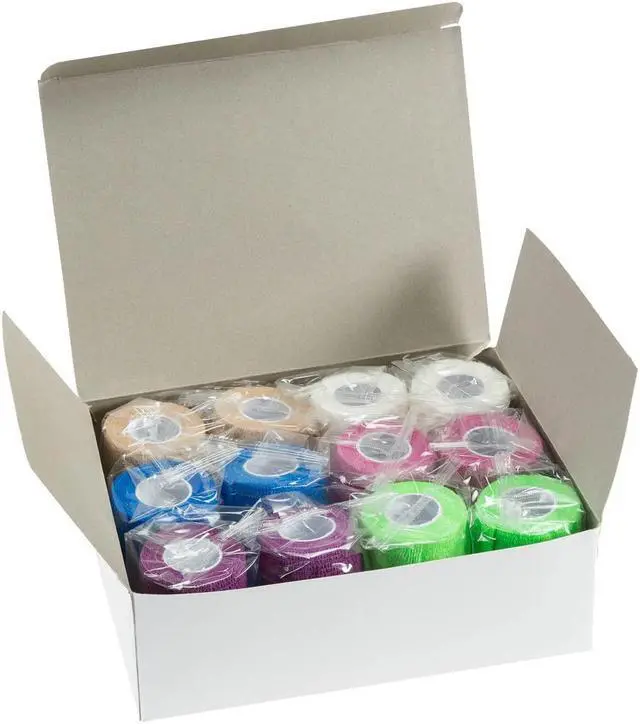 Alt view image 6 of 7 - MEDca Self Adherent Cohesive Wrap Bandages 3 Inches X 5 Yards 12 Count with Strong Elastic and Colorful First Aid Tape for Sprain Swelling and Soreness on Wrist and Ankle (Rainbow Color)