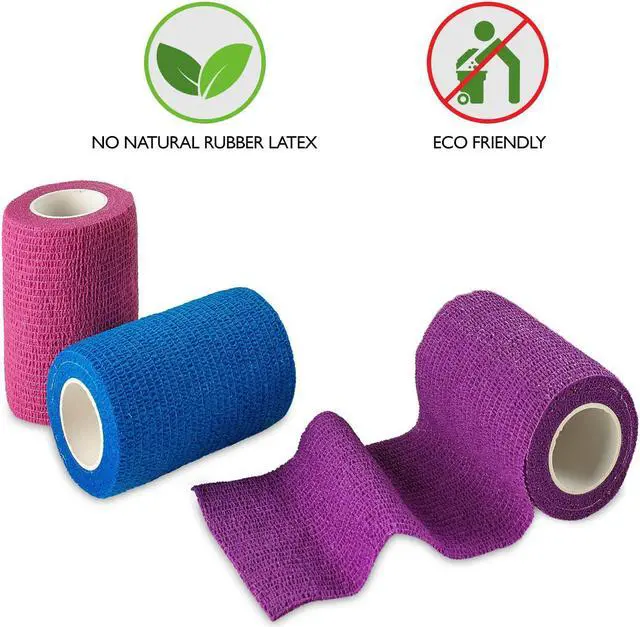 Alt view image 2 of 7 - MEDca Self Adherent Cohesive Wrap Bandages 3 Inches X 5 Yards 12 Count with Strong Elastic and Colorful First Aid Tape for Sprain Swelling and Soreness on Wrist and Ankle (Rainbow Color)