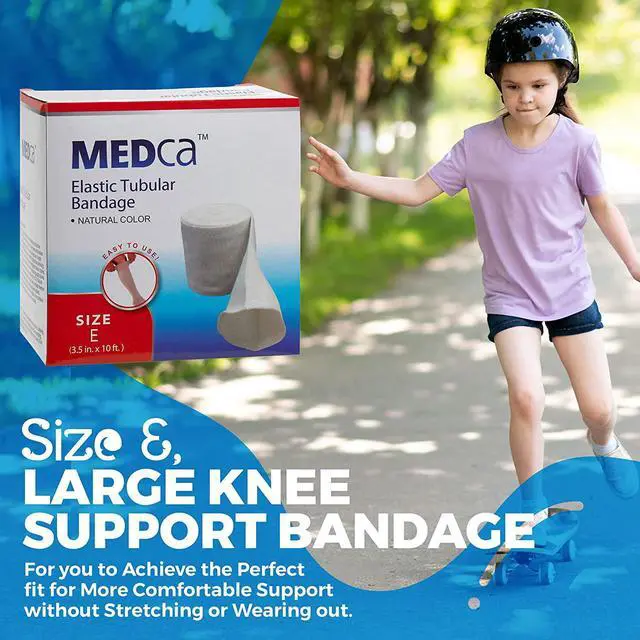 Alt view image 3 of 7 - Elastic Tubular Support Bandage Size E, 10M Box - Natural Color (3.5" X 33 feet ) For Large Knee Support Bandage -Medium Thigh, Cotton Spandex