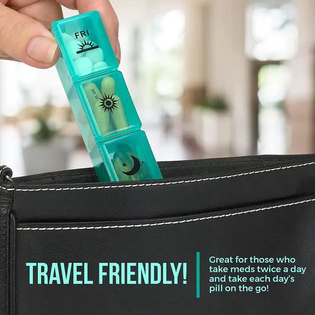 Alt view image 4 of 7 - Weekly Pill Organizer Case  3-Times-a-Day Pill Box - Large Plastic Dispenser with 7-Daily Morning Noon & Night Compartments for Pills, Supplements, Fish Oils and Vitamins