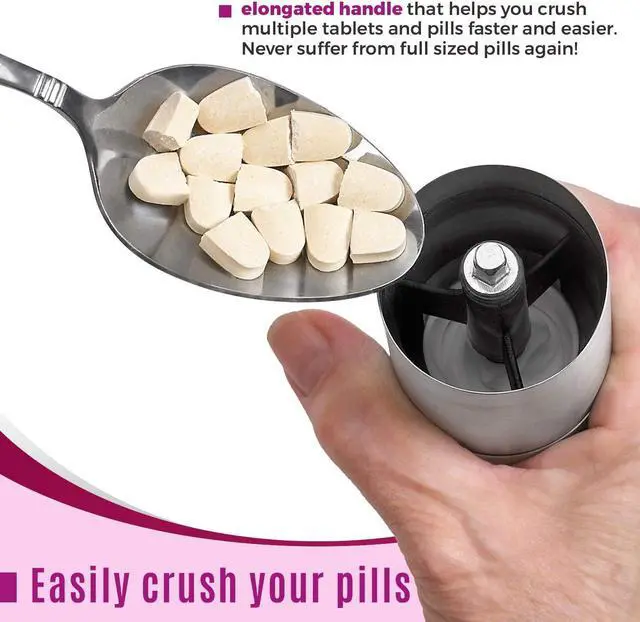 Alt view image 2 of 7 - Best Pill Grinder - Top Choice Pro Pill Mill Crusher and Cutter That Grinds Your Pills and Tablets to Help Make Taking Medication and Supplements Easier, Manual Stainless Steel Design