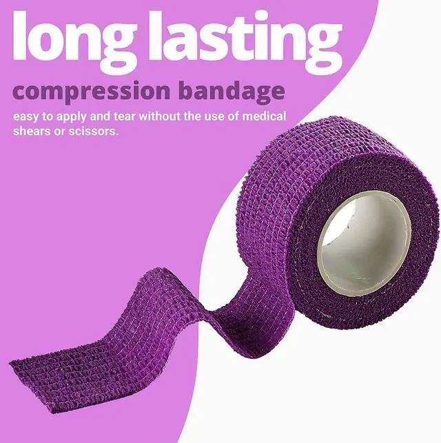 Alt view image 2 of 7 - Self Adherent Cohesive Wrap Bandages - (Pack of 12 Rolls) 1 Inch X 5 Yards with Strong Elastic and Colourful First Aid Tape for Sprain Swelling and Soreness on Wrist and Ankle (Rainbow Color)
