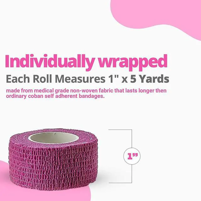 Alt view image 4 of 7 - Self Adherent Cohesive Wrap Bandages - (Pack of 12 Rolls) 1 Inch X 5 Yards with Strong Elastic and Colourful First Aid Tape for Sprain Swelling and Soreness on Wrist and Ankle (Rainbow Color)