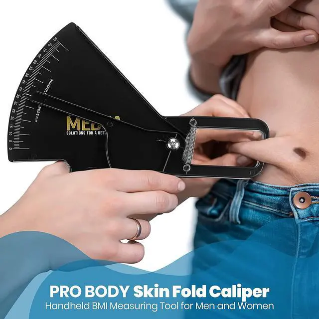 Alt view image 2 of 7 - Pro Body Skin Caliper - Handheld BMI Measuring Tool - Accurate Skinfold Caliper Measures Fat for Men and Women, for Monitoring Fitness and Weight Loss Goals, Instructions and Body Fat Chart, White