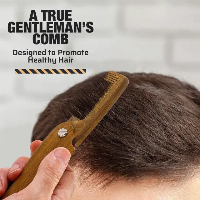 Alt view image 2 of 7 - Folding Wooden Comb - 100% Solid Beech Wood - Fine Tooth Pocket Sized Beard, Mustache, Head Hair Brush Combs for Men Perfect for All Hair Types - Travel, Styling & Detangler