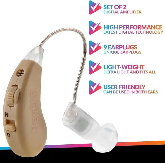 Alt view image 4 of 7 - Digital Hearing Amplifier - (Pair of 2) Noise Cancelling with One Touch Volume Control, No Programming Required, Near-Invisible Behind The Ear, Upgraded 2019 Design & Rechargeable USB Dock by MEDca