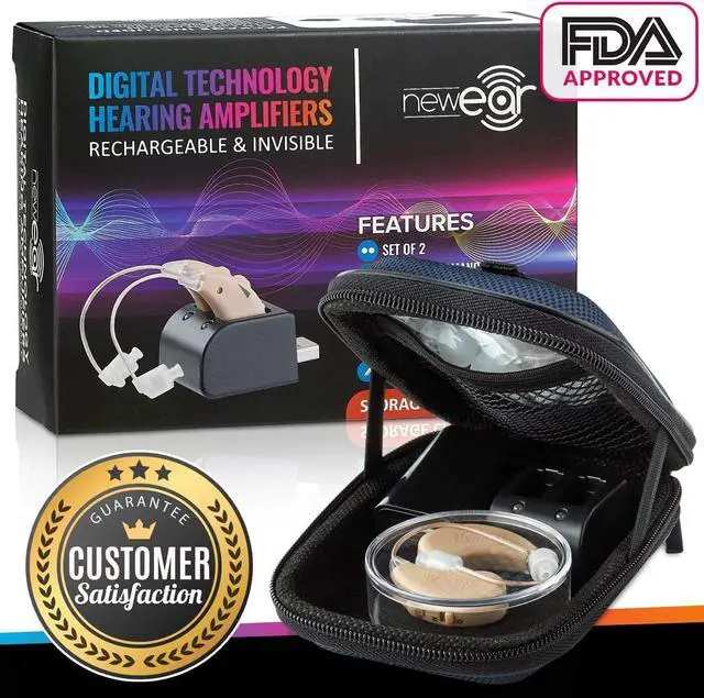 Alt view image 6 of 7 - Digital Hearing Amplifier - (Pair of 2) Noise Cancelling with One Touch Volume Control, No Programming Required, Near-Invisible Behind The Ear, Upgraded 2019 Design & Rechargeable USB Dock by MEDca