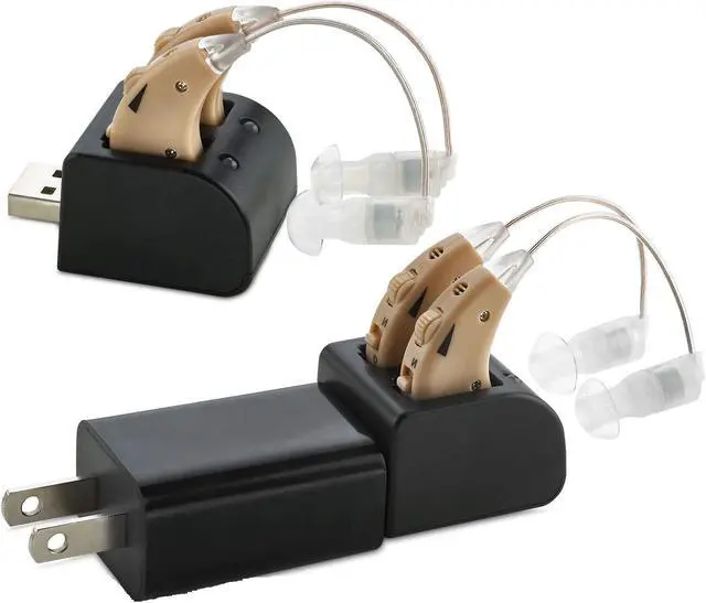 Alt view image 7 of 7 - Digital Hearing Amplifier - (Pair of 2) Noise Cancelling with One Touch Volume Control, No Programming Required, Near-Invisible Behind The Ear, Upgraded 2019 Design & Rechargeable USB Dock by MEDca
