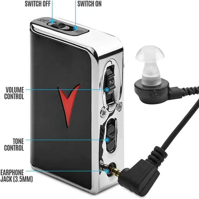 Alt view image 4 of 7 - Personal Sound Amplifiers - (2 Pack) Personal Audio Amplifier Device and Voice Enhancer Device for Sound Gain of 50dB, Up to 100 Feet Away, Pocket Hearing Devices