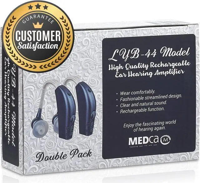 Alt view image 6 of 6 - Digital Hearing Amplifier - Personal Hearing Enhancement Sound Amplifier Pair, Rechargeable Digital Hearing Amplifier with All-Day Battery Life, Modern Blue