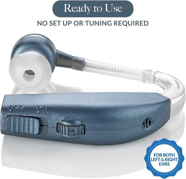 Alt view image 2 of 6 - Digital Hearing Amplifier - Personal Hearing Enhancement Sound Amplifier Pair, Rechargeable Digital Hearing Amplifier with All-Day Battery Life, Modern Blue