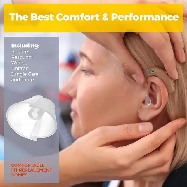 Alt view image 3 of 7 - MEDca Hearing Aid Standard Receiver Tulip Domes Compatible with GN Resound Sure Fit - 10-Pcs Universal Invisible Tip Replacement Ear Domes for BTE PSAP Hearing Amplifiers and Open Fit Models, Clear