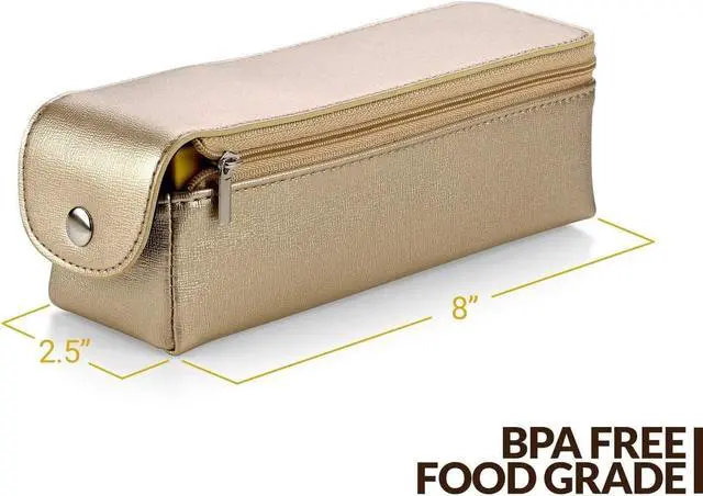 Alt view image 7 of 7 - 2 Pack, Large Weekly Pill Organizer Boxes in Gold Leather Case - 7 Day Week Pill Planner Organizers & Medication Reminder with 4 Times a Day - Daily Compartments That is Ideal for Travel