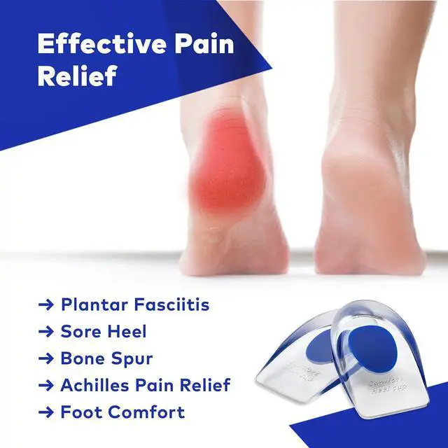 Alt view image 2 of 7 - MEDCA Silicone Gel Heel Cushion Pads, Cups - Shoe Inserts for Plantar Fasciitis, Prevents Sore Heel, Bone Spur & Achilles Pain Relief for Men, US Shoe Size 7-10s Sneakers - Shoe Size 7-10